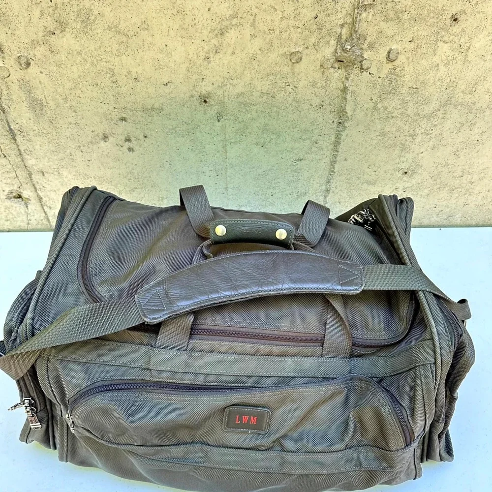 Tumi Large Duffel Bag Alpha Ballistic Nylon Green Travel Weekender Monogrammed